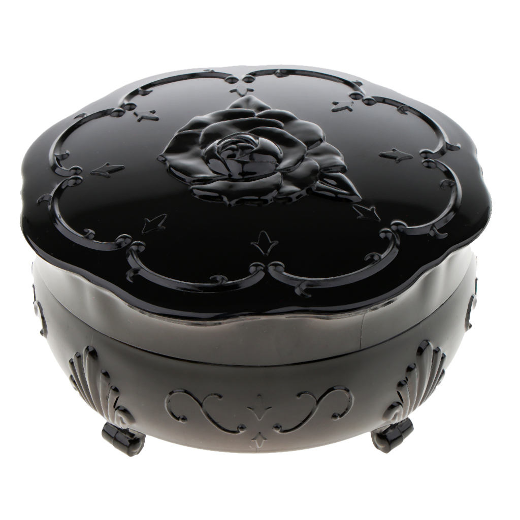 Sweet Rose Flower Pattern Loose Powder Case Makeup Puff Jewelry Storage Box Vintage Rose Flower Pattern Beautiful