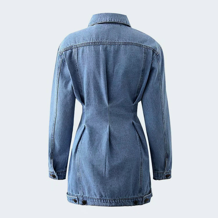 Coreano à moda feminina denim vestido outono