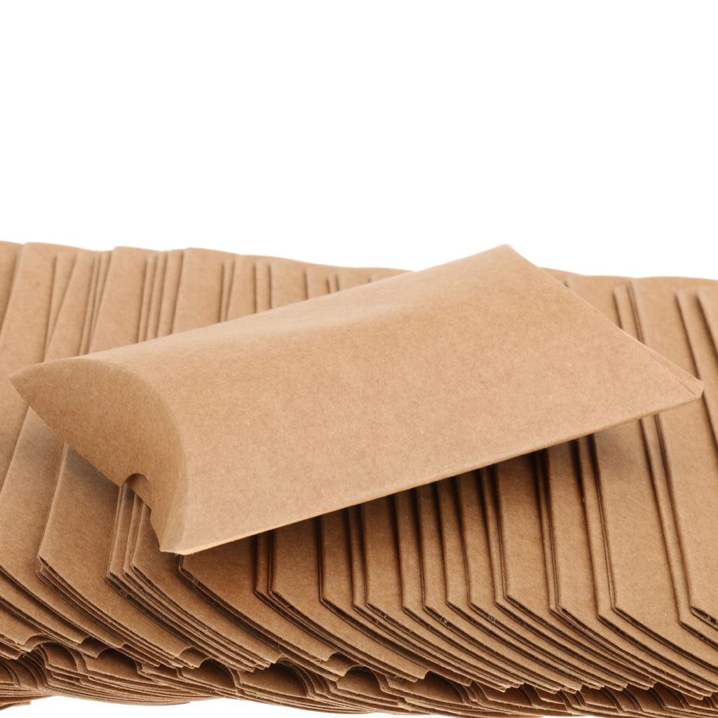 50pcs Shabby Rustic Kraft Paper Sweets Candy Gift Boxes Bags Wedding Engagements Party Favor