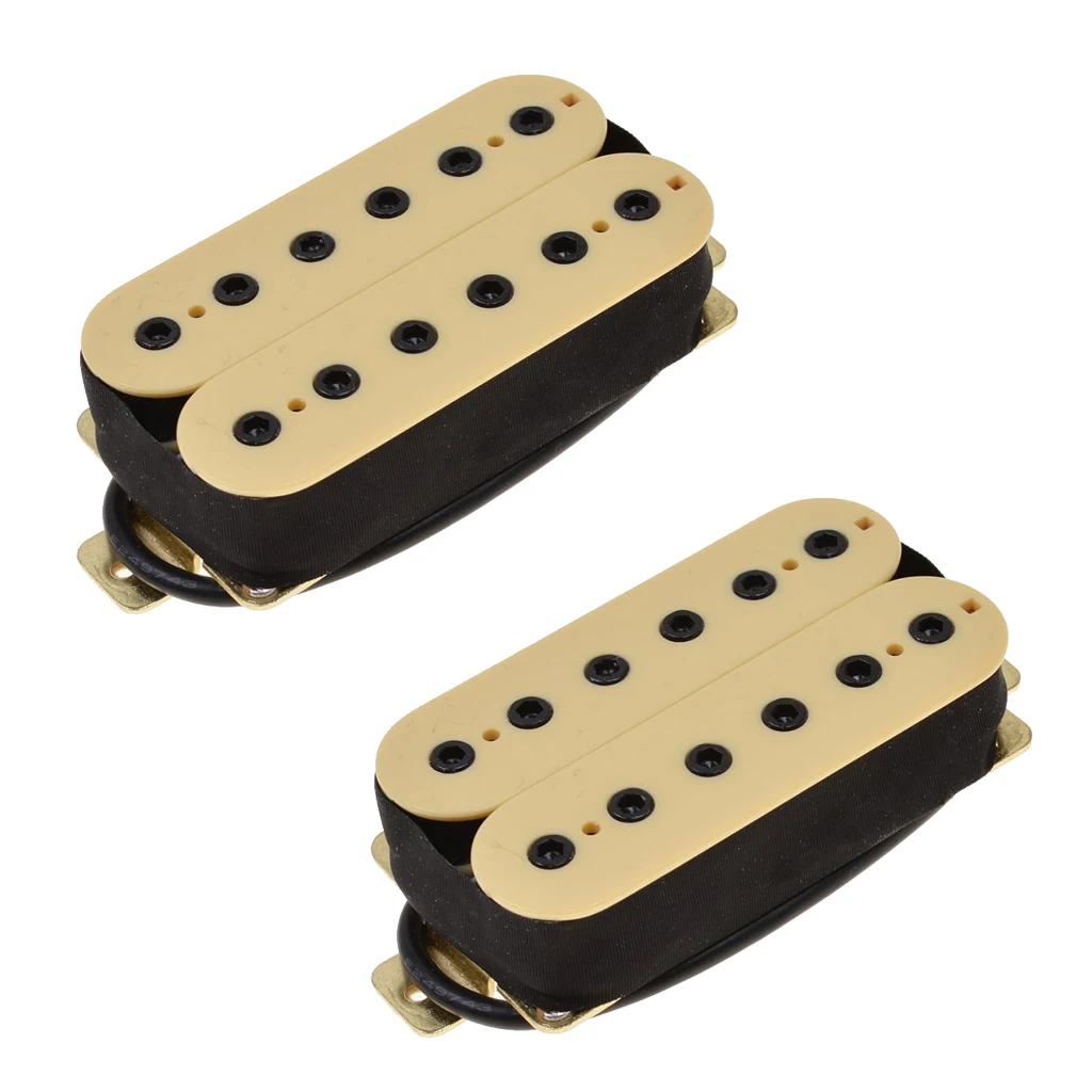 Wired Electric Guitar Humbucker Double Coil Pickup Set Neck+Bridge, Beige