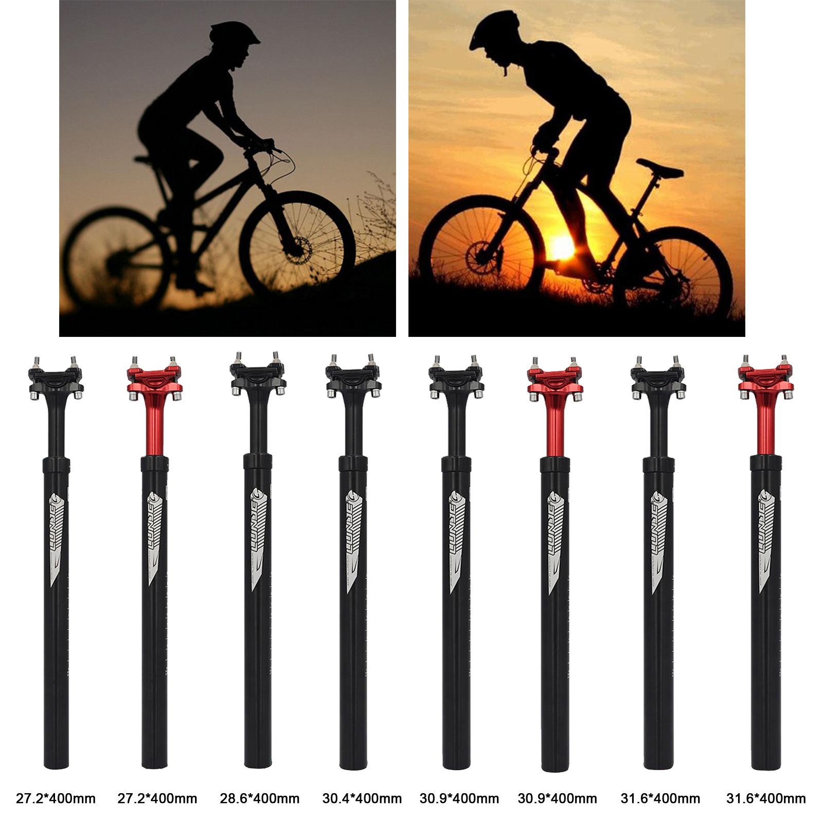27.2/28.6/30.4/30.9/31.6 mm Road Bike Seatpost Adjustable Damping Length 400mm Folding Bike Aluminum Alloy Seat Tube