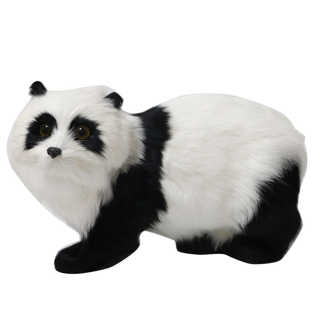 Plush Panda Figurine Statue Artificial Panda Miniatures Model Kids Toy