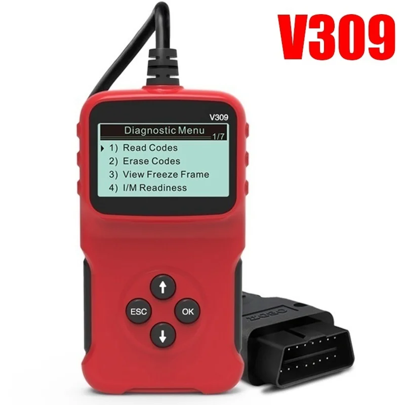 buy car inspection equipment Upgraded V309 Car Fault Code Reader OBD2 Car Diagnostic Scanner Automotive Erase/Reset Fault Codes Diagnostic Auto Accessories auto battery charger