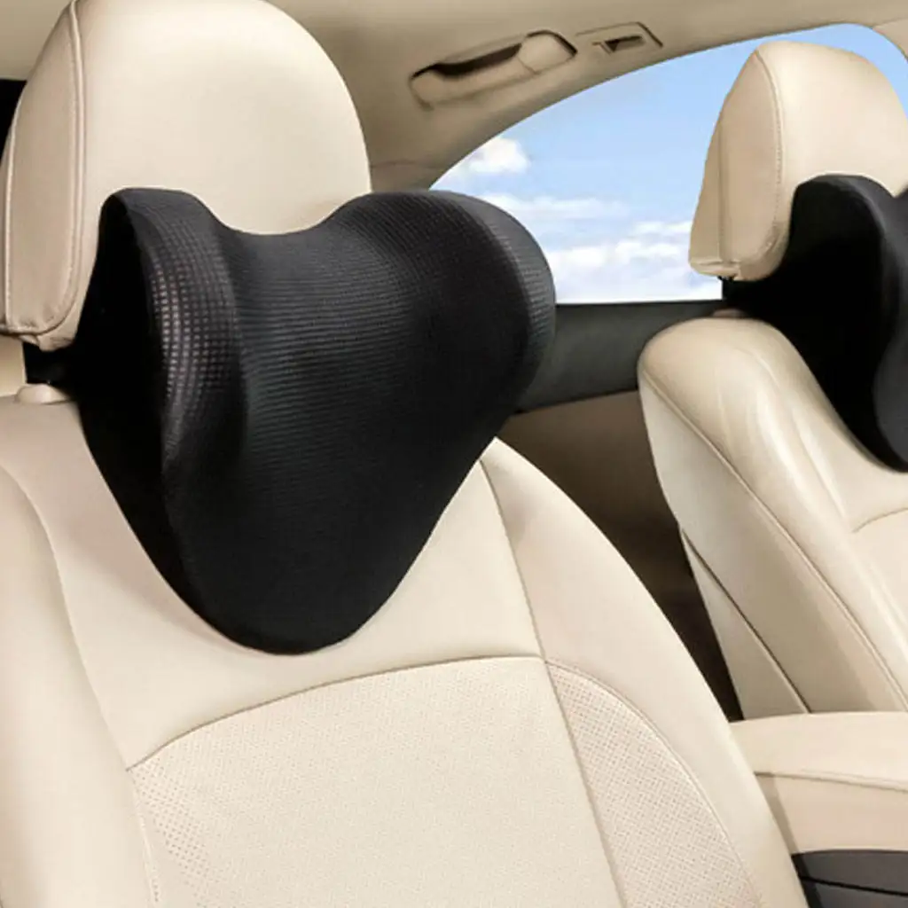 Car Neck Pillow Memory Foam Adjustable Buckles Zipper Design Washable Headrest Pillow Seat Pillow Fit for Head Travel Home Neck