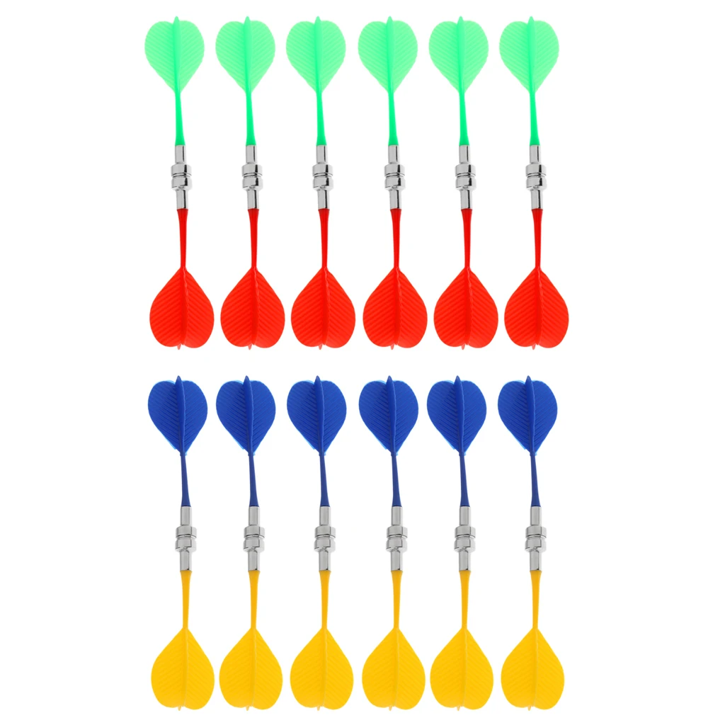 MagiDeal 12 Pieces Safety Magnetic Darts for Magnetic Dart Board Indoor Game Replacement Darts Blue and Yellow Or Red and Green