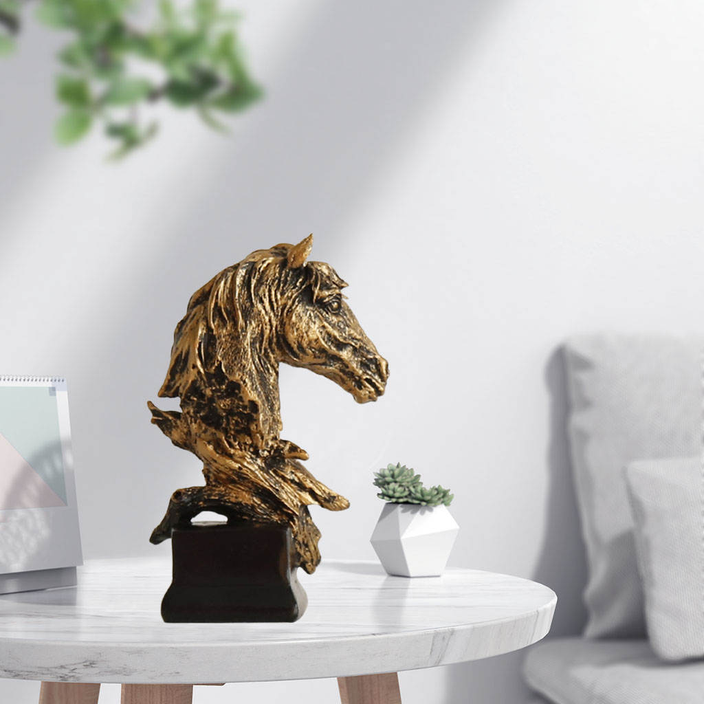 Horse Head Statue Farm House Living Room Decoration Desktop Table Wine Cabinet Arrangement Craft Furnishing Retro Sculpture