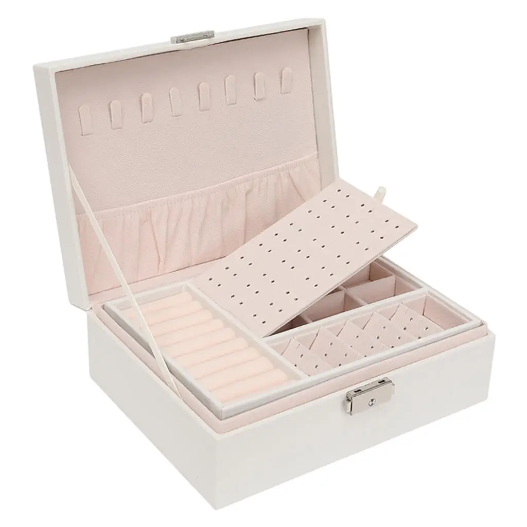 Jewelry Box Lockable Large Showcase Organizer for Studs Bracelets Necklace