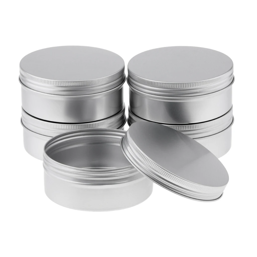5 Pack Aluminium Tin Large Make Up Candle Pots  250ml Capacity Empty Big Cosmetic/Candle/Spice Pots/Hair Product/Sweet Tin Jar