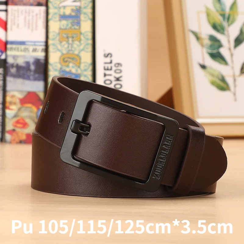 leather belt price New Square Pin Buckle Pu Belt Men Fashion Jeans Brand Design Belts Male Outdoor Waistband 2021 Metal Buckle work belts for men