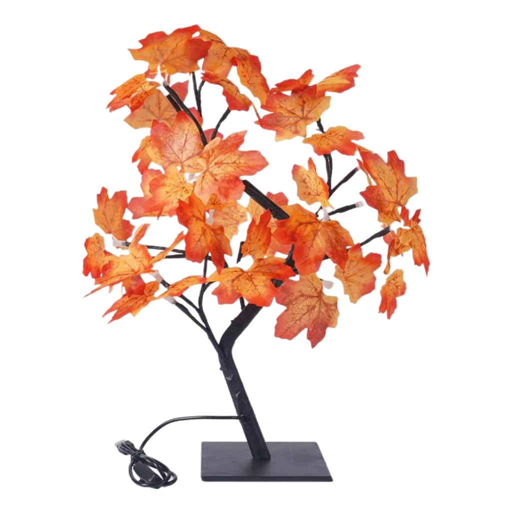 LED Autumn Leaves Tree Light Indoor Holiday Parties Thanksgiving Christmas Decoration Centerpiece Decor Maple Leaf Tree Lamps