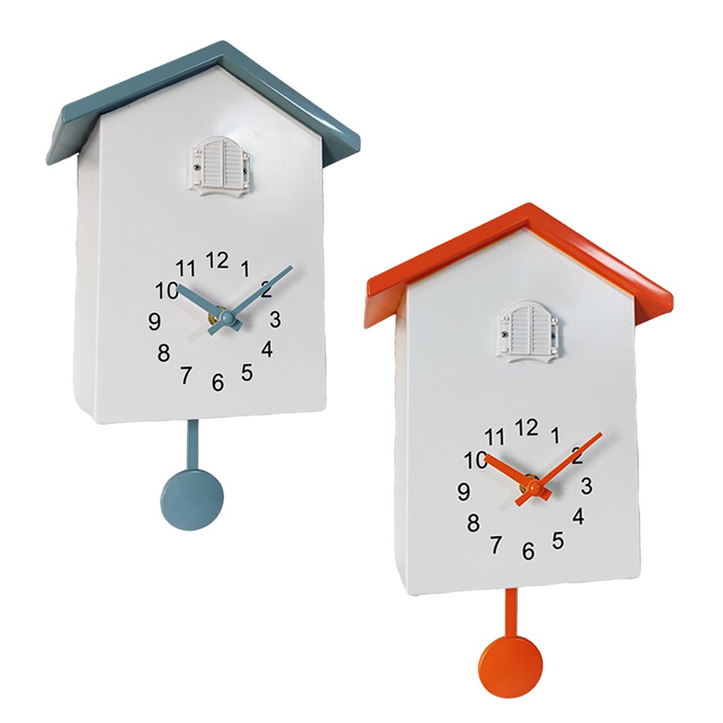 Cuckoo Wall Clock Birdhouse Decorative Hanging Clock, Natural Bird Voices Telling Time Pendulum Clocks Wall Art Decor