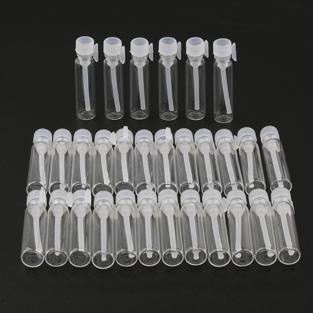 30 Packs Travel Mini Glass Bottle Jar  Vials for Essential Oil Cream