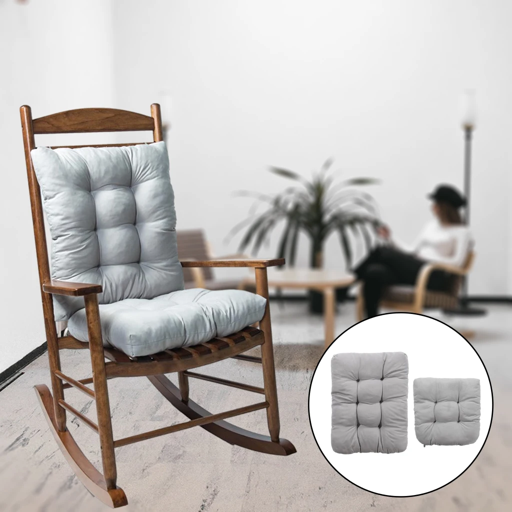Rocking Chair Cushion 2 Piece Soft Tufted Pads Non-Slip Recliner Upper and Lower with Ties Indoor/Outdoor Home Garden