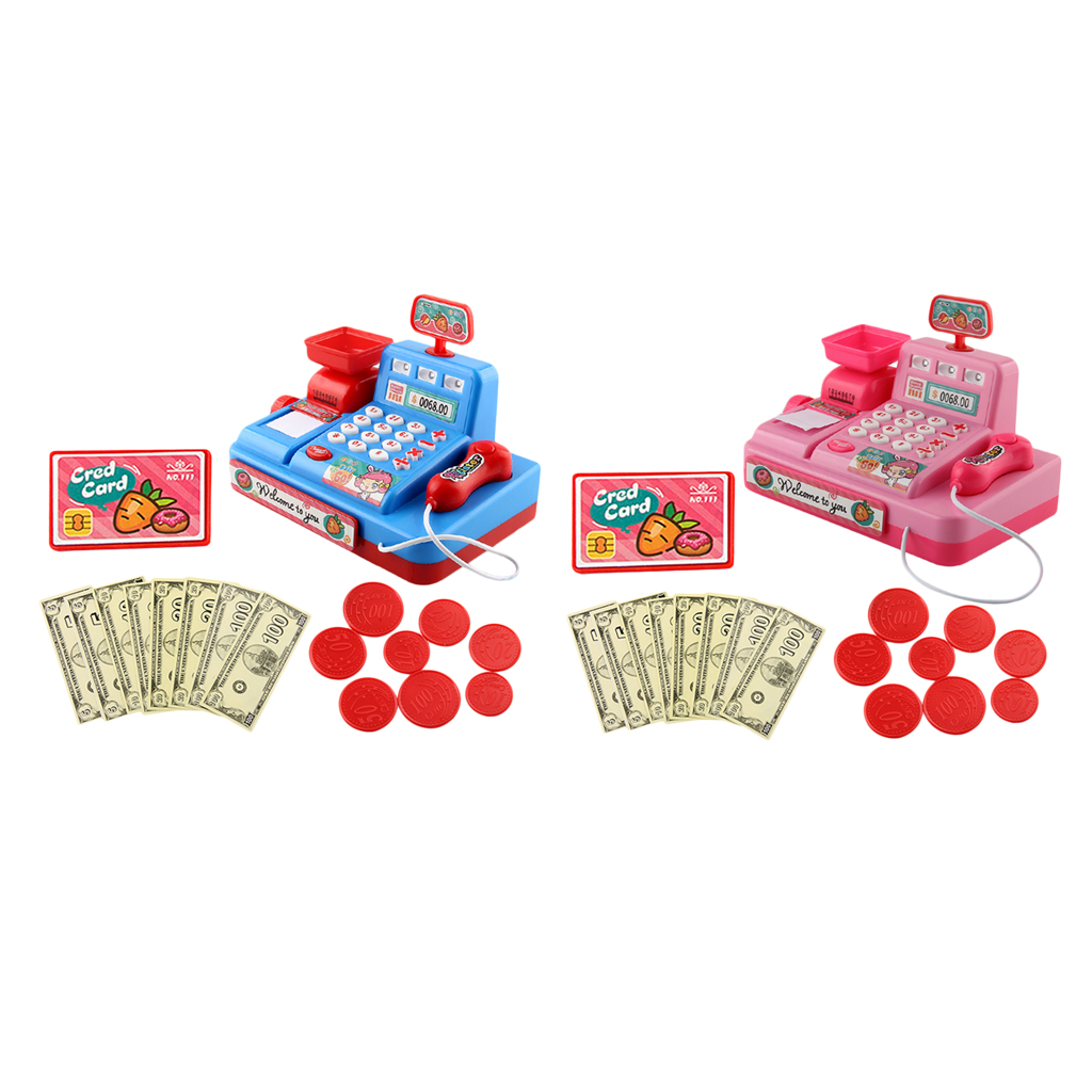Kids Supermarket Pretend Play Set Cash Register Cashier Toys Playset