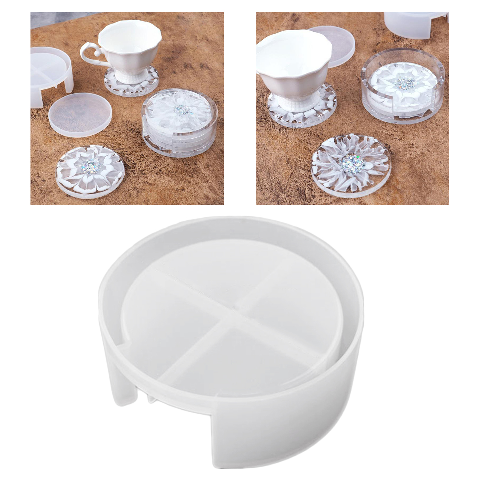 Creative Coaster Holder Silicone Mould Storage Box Epoxy Resin Casting Molds For Making Agate Coasters DIY Home Decor Cup Mats