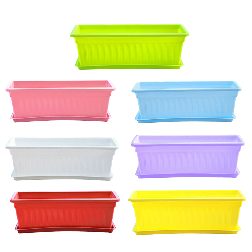 7 Types Resin Succulent Pot Planter with Tray Desk Decoration Rectangular Garden Herb Trough Box Office Decoration Home Decor