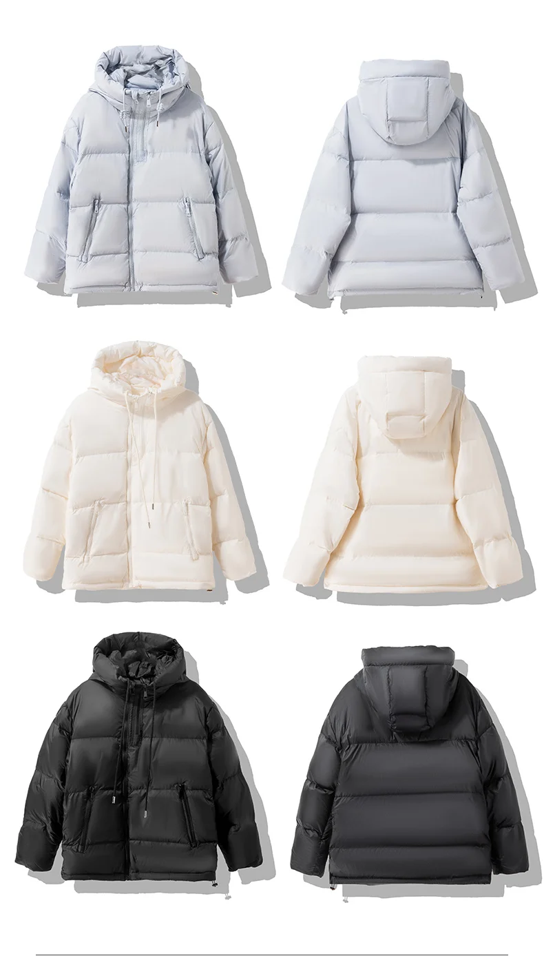 puffer coat with hood Korean version of 2021 warm down jacket women's winter short bread jacket small hooded thin white duck down coat jacket long puffer coat womens