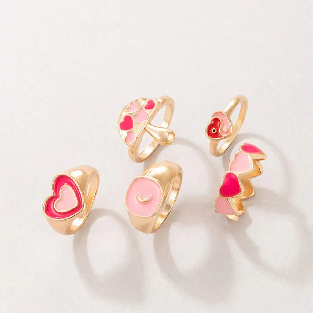 5 Pieces Stylish Rings Boho Ornament for Mother Daughter Party Daily Work