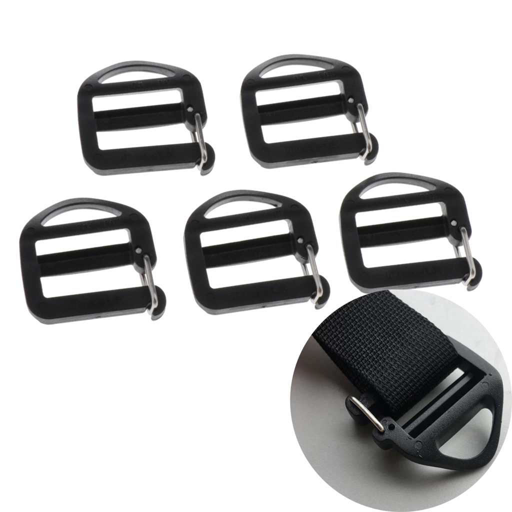 5Pcs Adjustable Ladder Lock Slider Backpack Straps Fastener Webbing Buckles