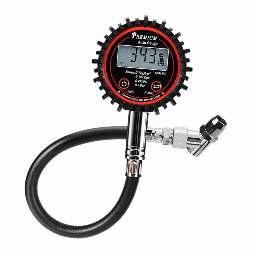 High Accuracy 100 PSI LCD Digital Tire Air Pressure Guage for Car Bike