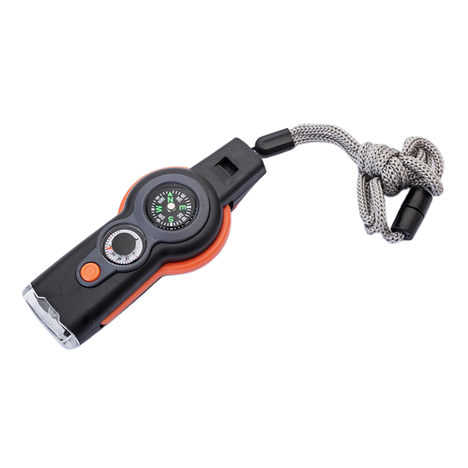 7 in 1 Safety Whistle, Compass, Magnifier, Thermometer, Mirror, Flashlight,