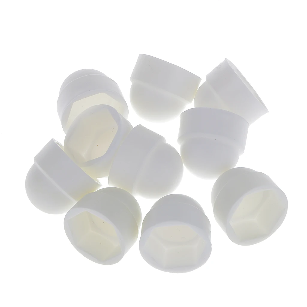 10 Pcs M10 17x19.5mm White Dome  Nut Protection Cap Cover for Hexagon Screw