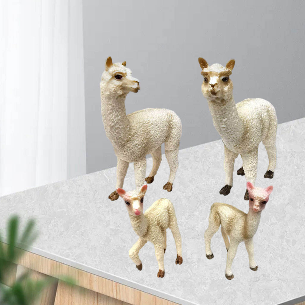 4 Pack Simulation Animal Model Farm Animals Alpaca Figurines for Christmas Birthday Gift
