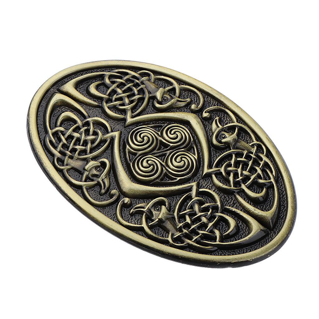 Mens  Cowboy Germanic  Pattern Oval Bronze Belt Buckle