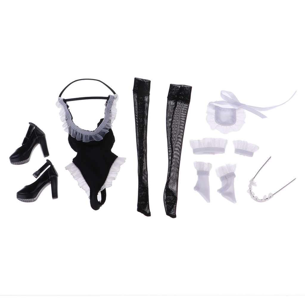 1/6 Scale Maid Clothing Outfits Include Bodysuit, Shoes, Stocking for  HT, Phicen PH, JIAOU, CY Girls Women Figure