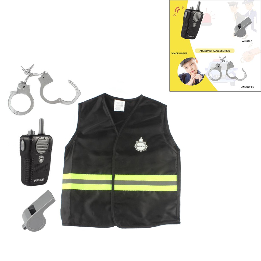 Cop Officer Police Costume Set Fancy Dress Up Preschool Toy Drama Props