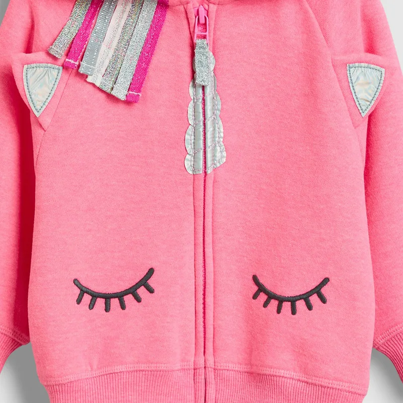 children's hype hoodie Baby Girl Clothes Toddler 2021 New Autumn Cotton Animal design zipper Sweatshirt Pink Hooded Sweater for Kids 2-7 Years children's sweatshirts