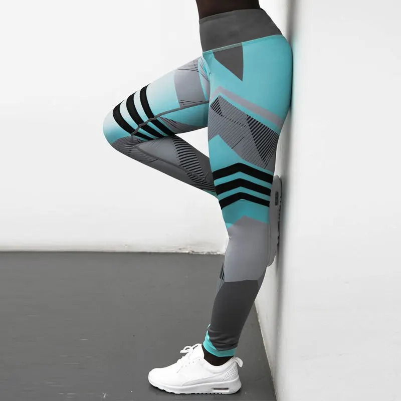 Women Quick Dry Sport Fitness Leggins Geometric Printed Sports Pants Yoga Pants Leggings workout leggings