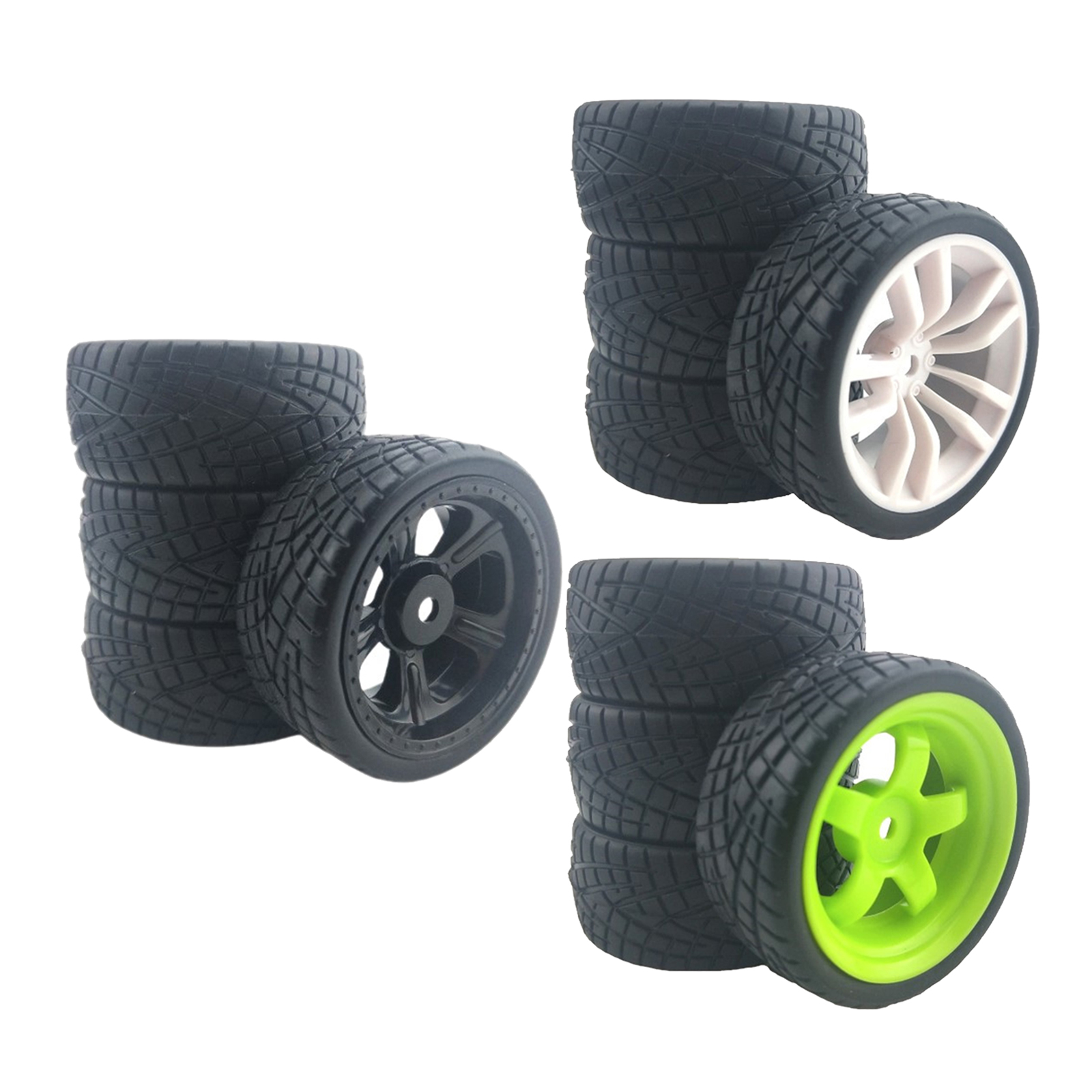 Pack of 4 1/10 RC Car Wheel Rims Tires Replace Parts for Tamiya 94123 RC Car Accessory Wear-resistant