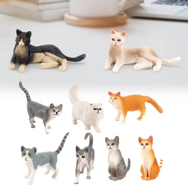 Realistic Miniature Farm Cat Figurine Toy Set Educational Domestic Animal  Model For Decoration And Party Favors From Japan_store, $2.62
