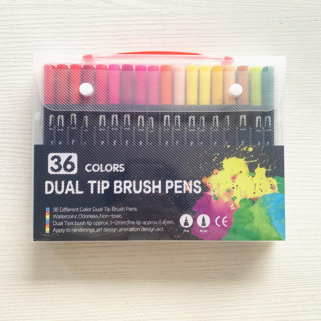 12/36/60/100/120/132 Colors Dual Tip Watercolor Pens FineLiner Brush Art  Markers Pen For Drawing Painting Calligraphy Supplies