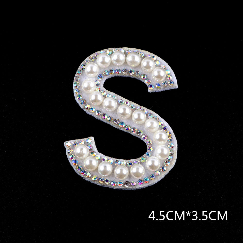 26 brief AB Strass Perle Englisch Alphabet Patch 3D Perlen Aufkleber Mixed Stickerei Patch Für Kleidung Logo Diy Applique – Detail 30