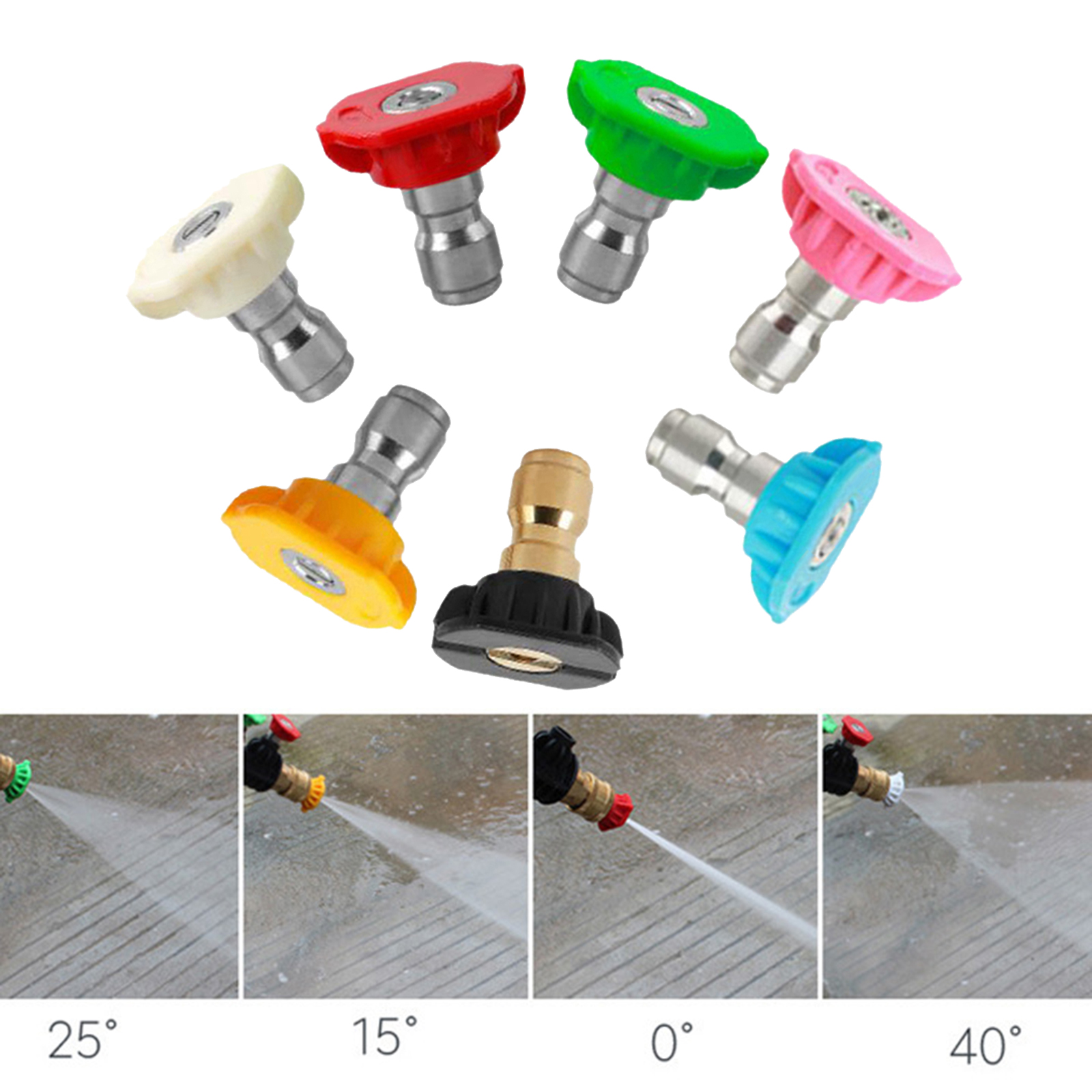 7pc High Pressure Car Wash Gun Quick Connector Washer Nozzles Tips For Automobile Motorcycle Cleaning Accessories