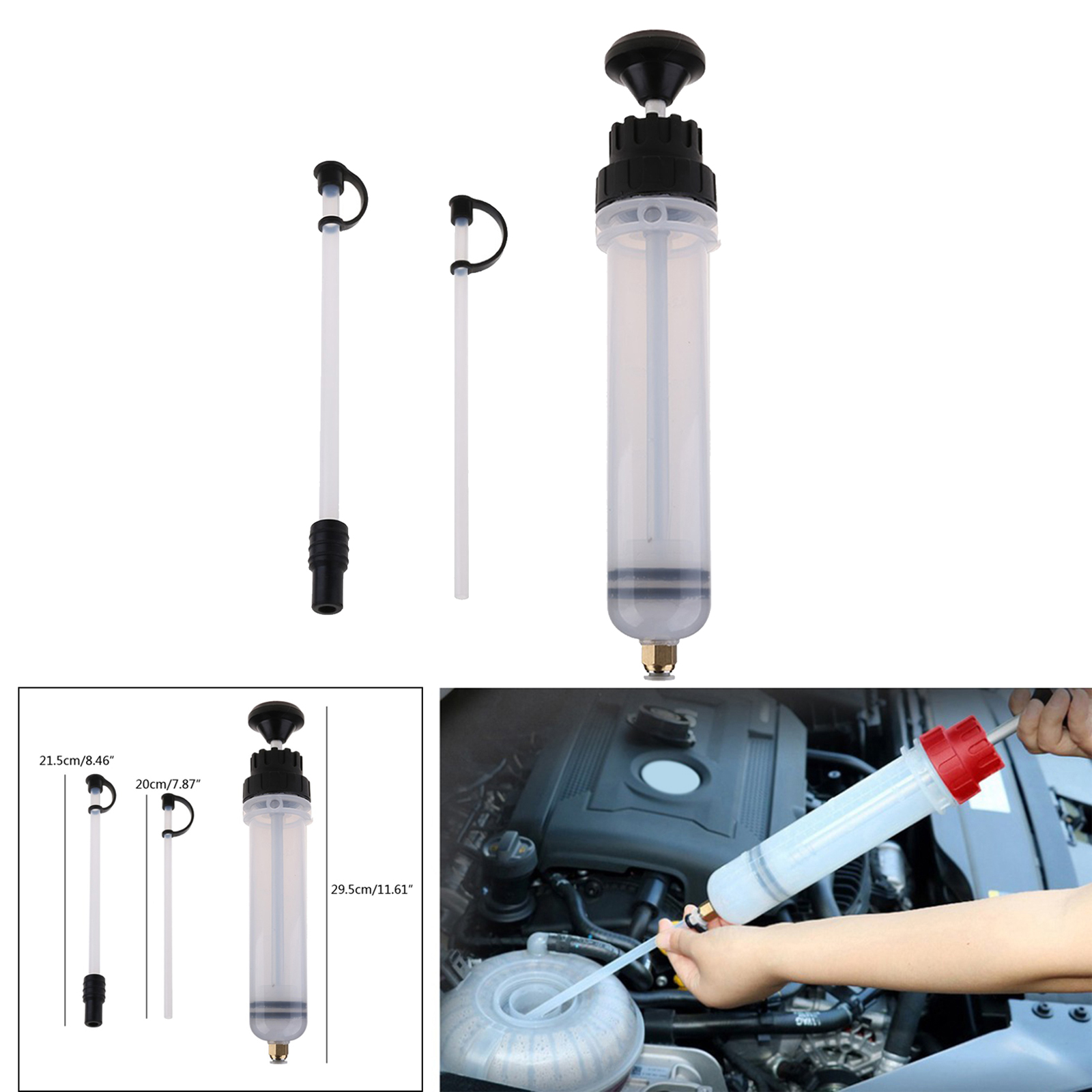 7OZ 200ML Automotive Oil Fluid Extractor Set Filling Syringe Manual Pump