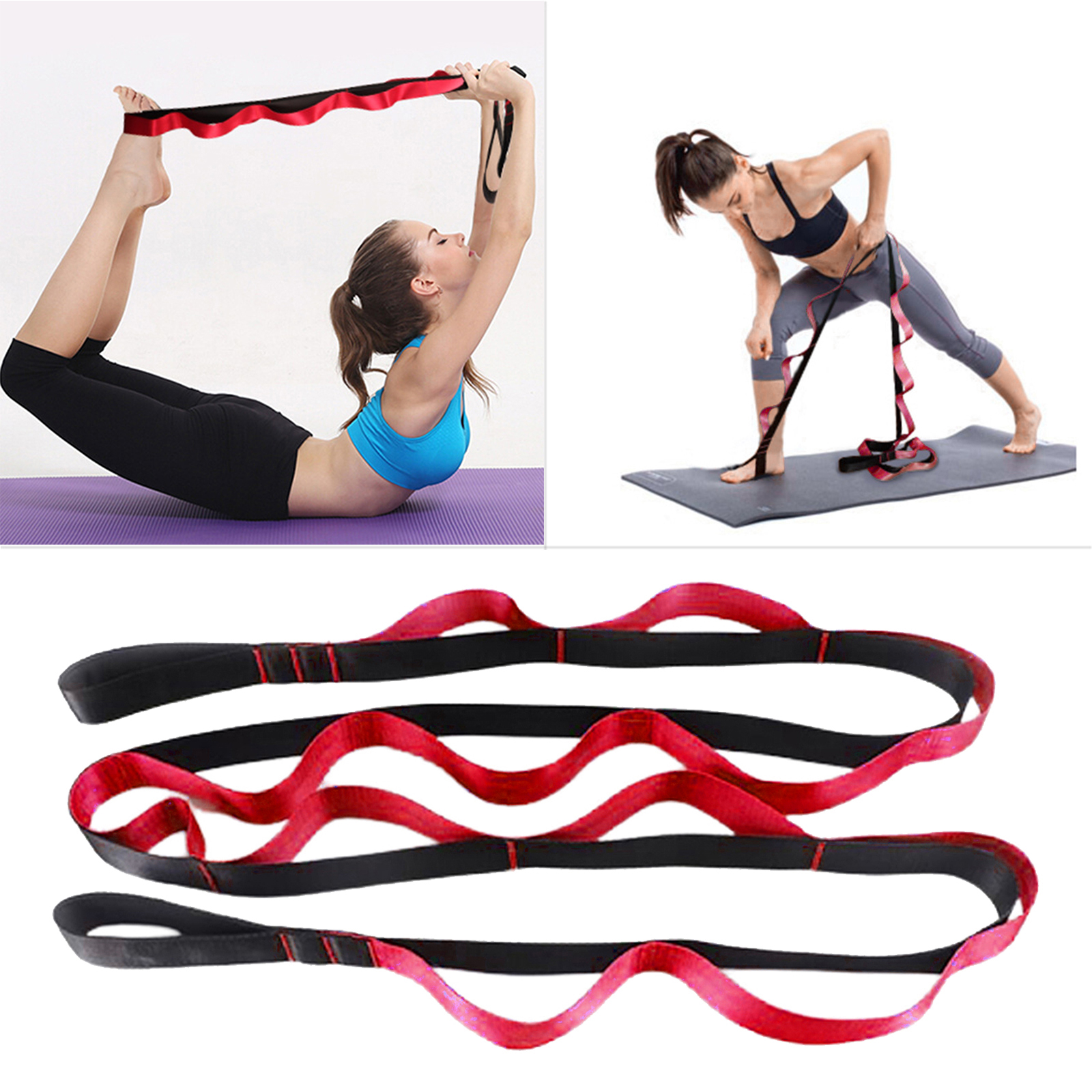 270cm Yoga Stretch Strap, Sports Stretching Strap, Pilates Pull Belt for Physical Therapy, Latin Dance and Gymnastics