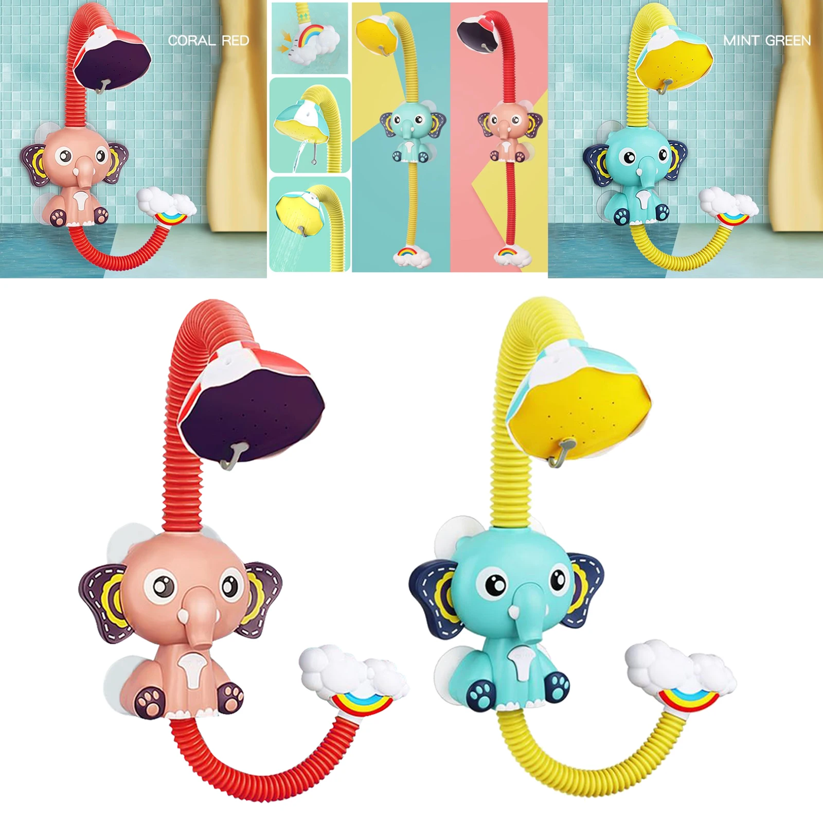 Cartoon Cute Elephant Electric Shower Head Rain Faucet Showerhead Bath Toy