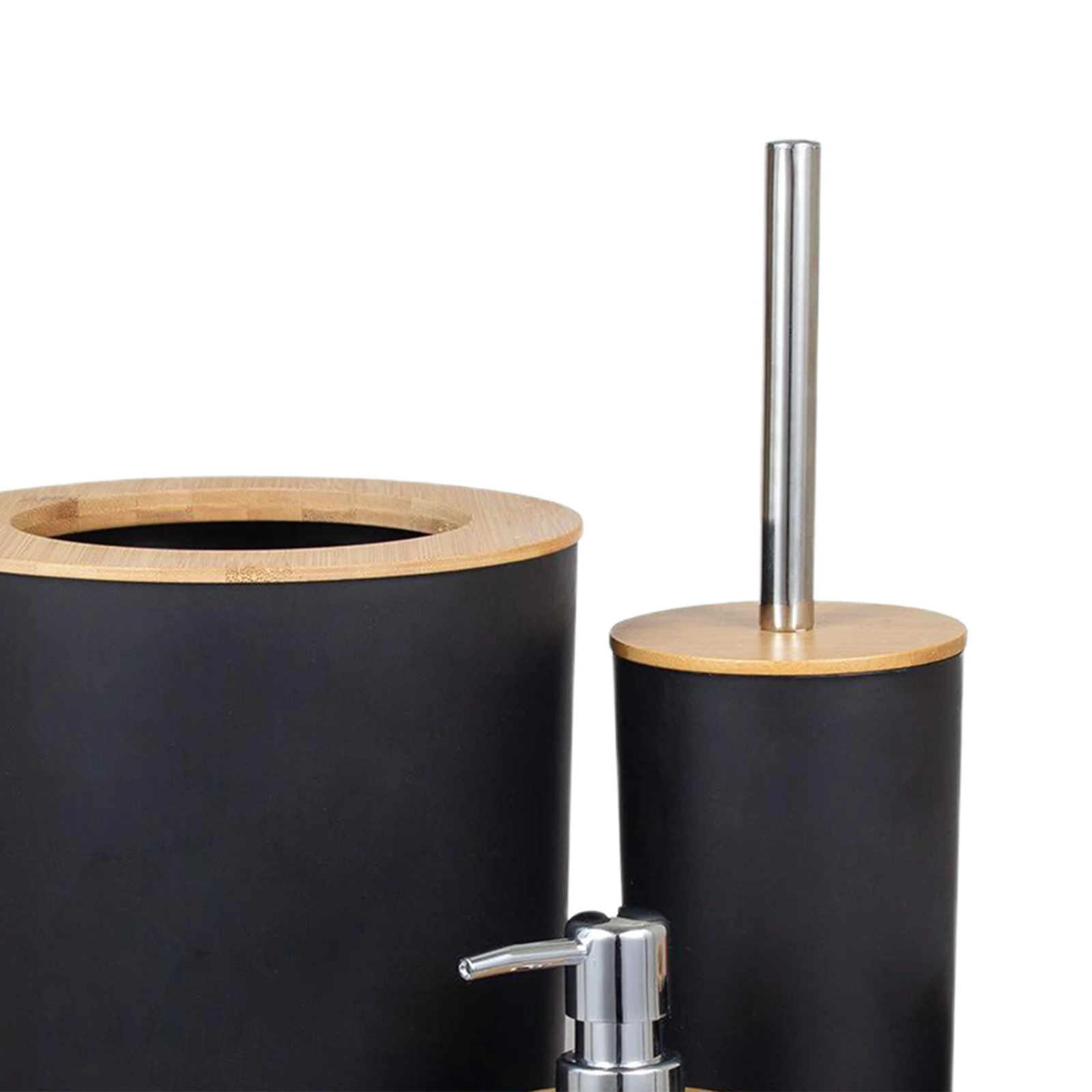 6-Piece Bathroom Set Accessories Lotion Dispenser Soap Tray Tumbler Black