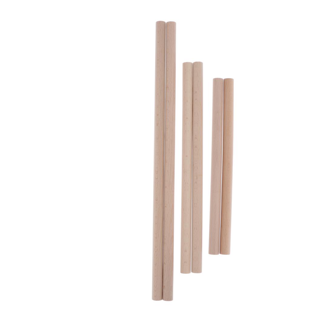 6Pcs Wooden Dowel Rods - Unfinished Hardwood Dowels for Crafts & Woodworking Assorted Size 250mm 300mm 400mm