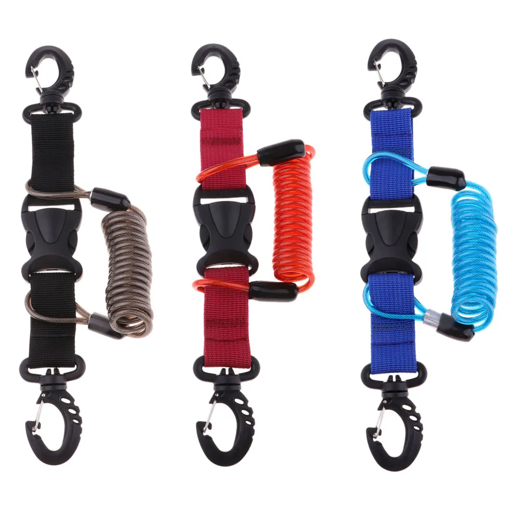 Stainless Steel Scuba Diving Lanyard  Spring Coiled Lanyard with Quick Release Buckle for Underwater Cameras Lights Torch