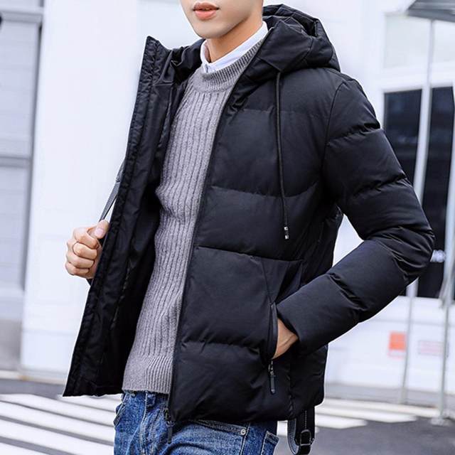 Men Down Coat Solid Color Padded Windproof All Match Winter