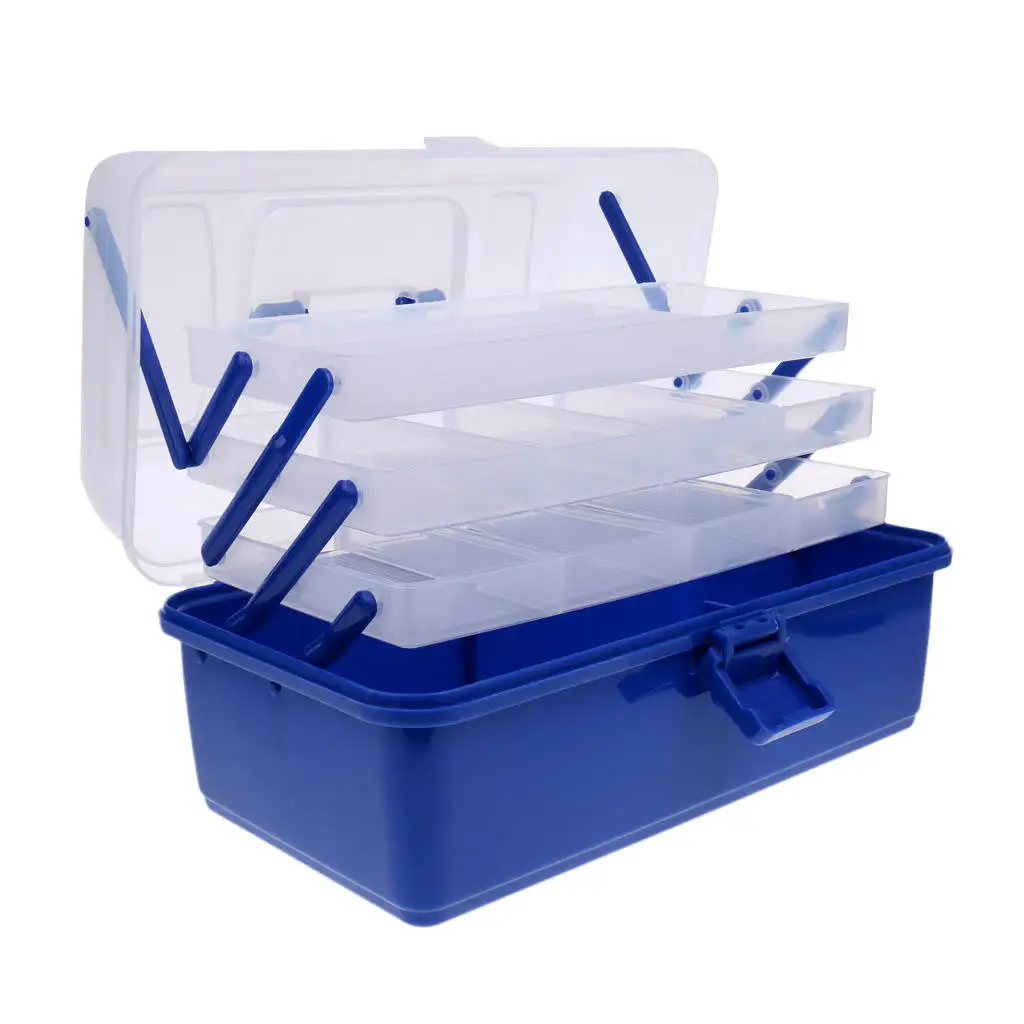 3/4 layers Waterproof Fishing Tackle Box Tray Fishing Hooks Lures Baits Storage Case Ladder Shaped Container