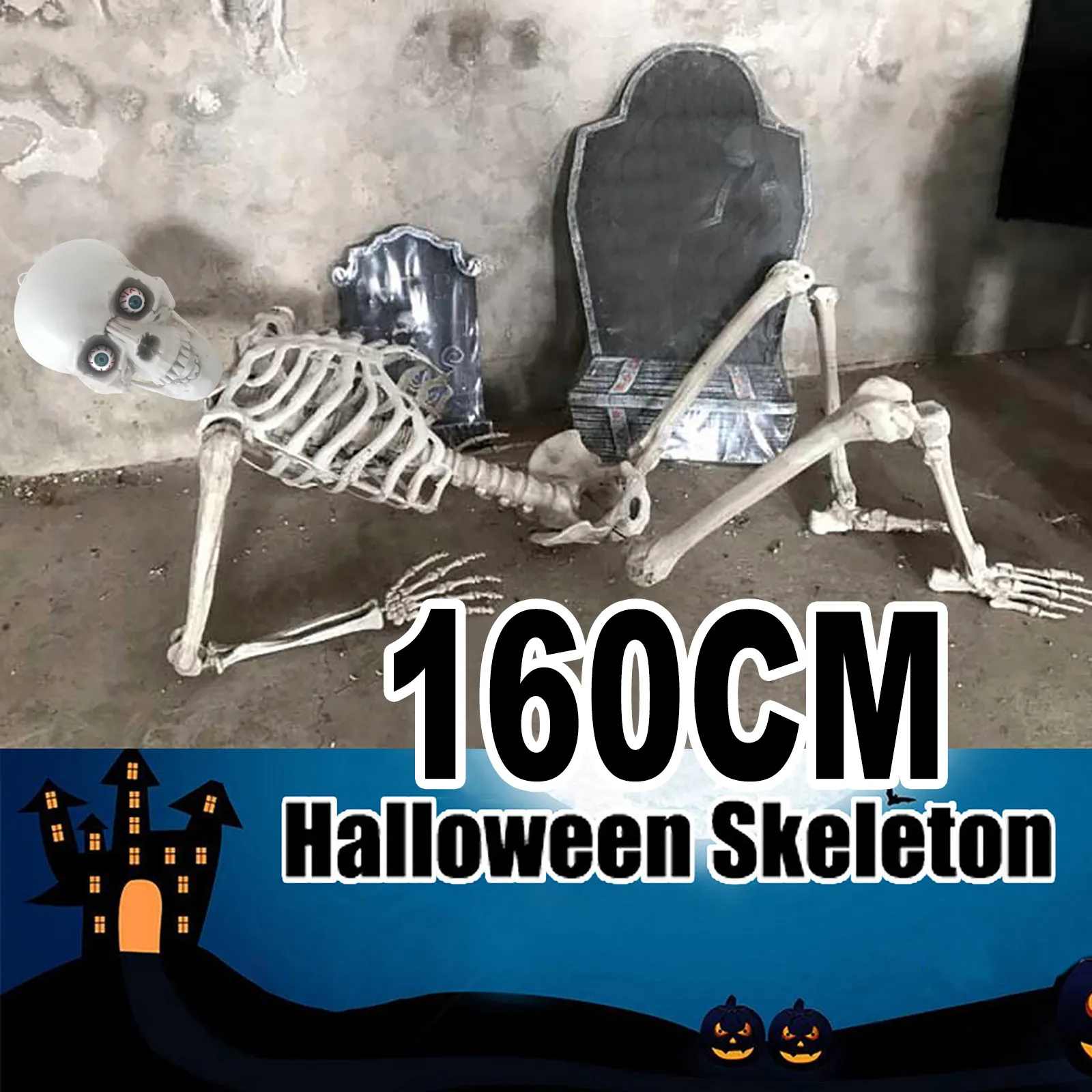 Details about   Halloween Skeleton 160cm life size Poseable Human Perfect Party Decoration giant 