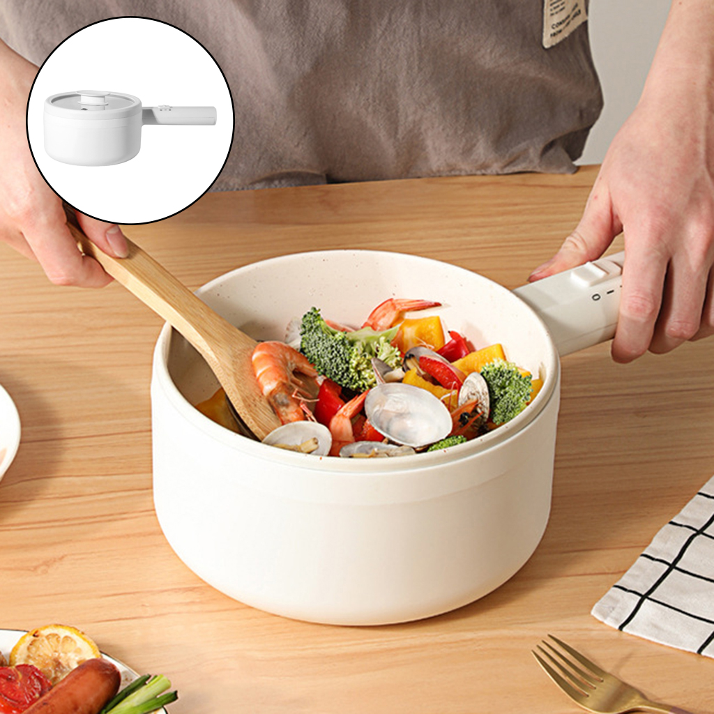 Electric Hot Pot,Non-Stick Pan  Noodles Cooker 1.5L Mini Pot for Steak