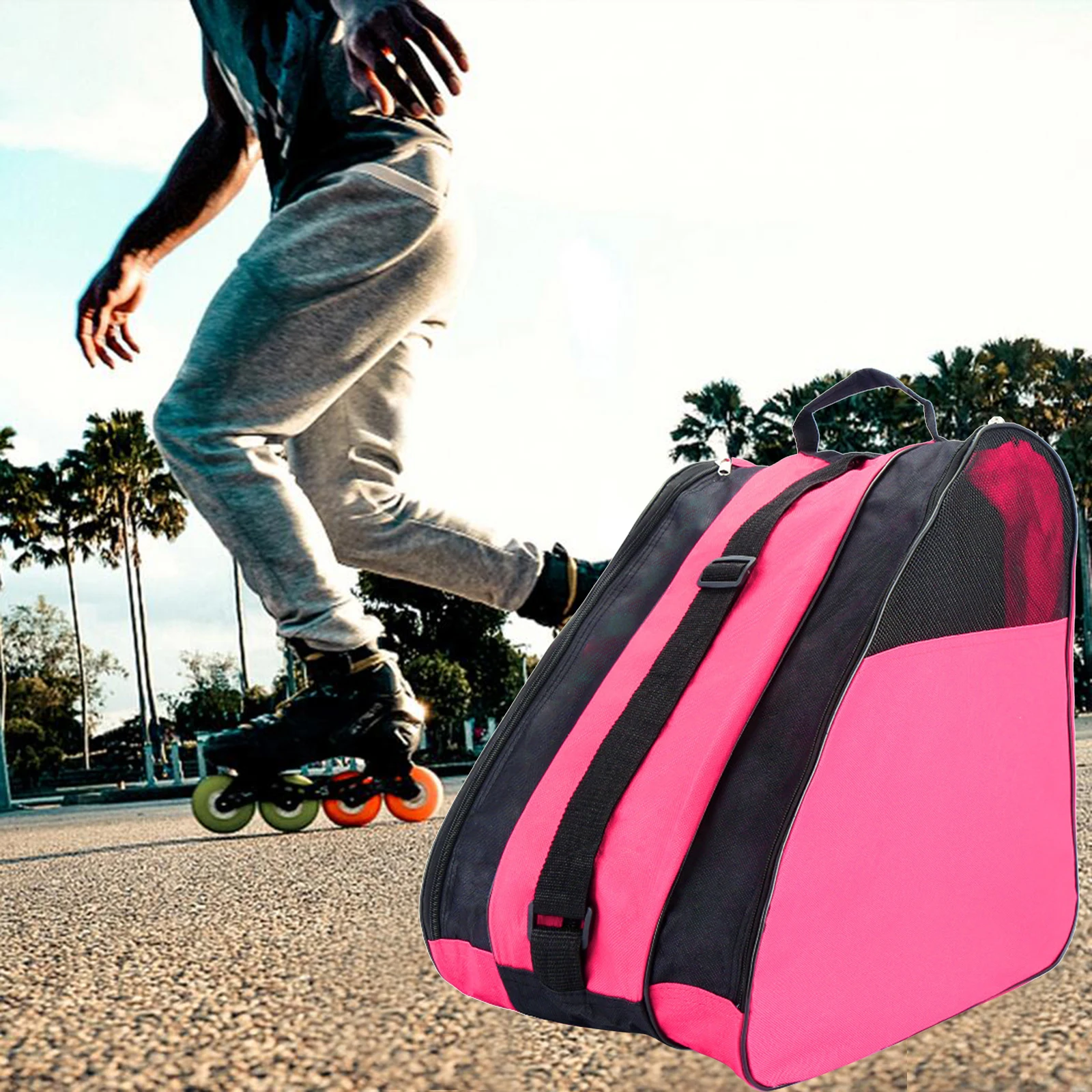 3 Layers Breathable Skate Carry Bag Case Skating Sholder Bag for Kids Roller Skates Inline Skates Ice Skates Accessories