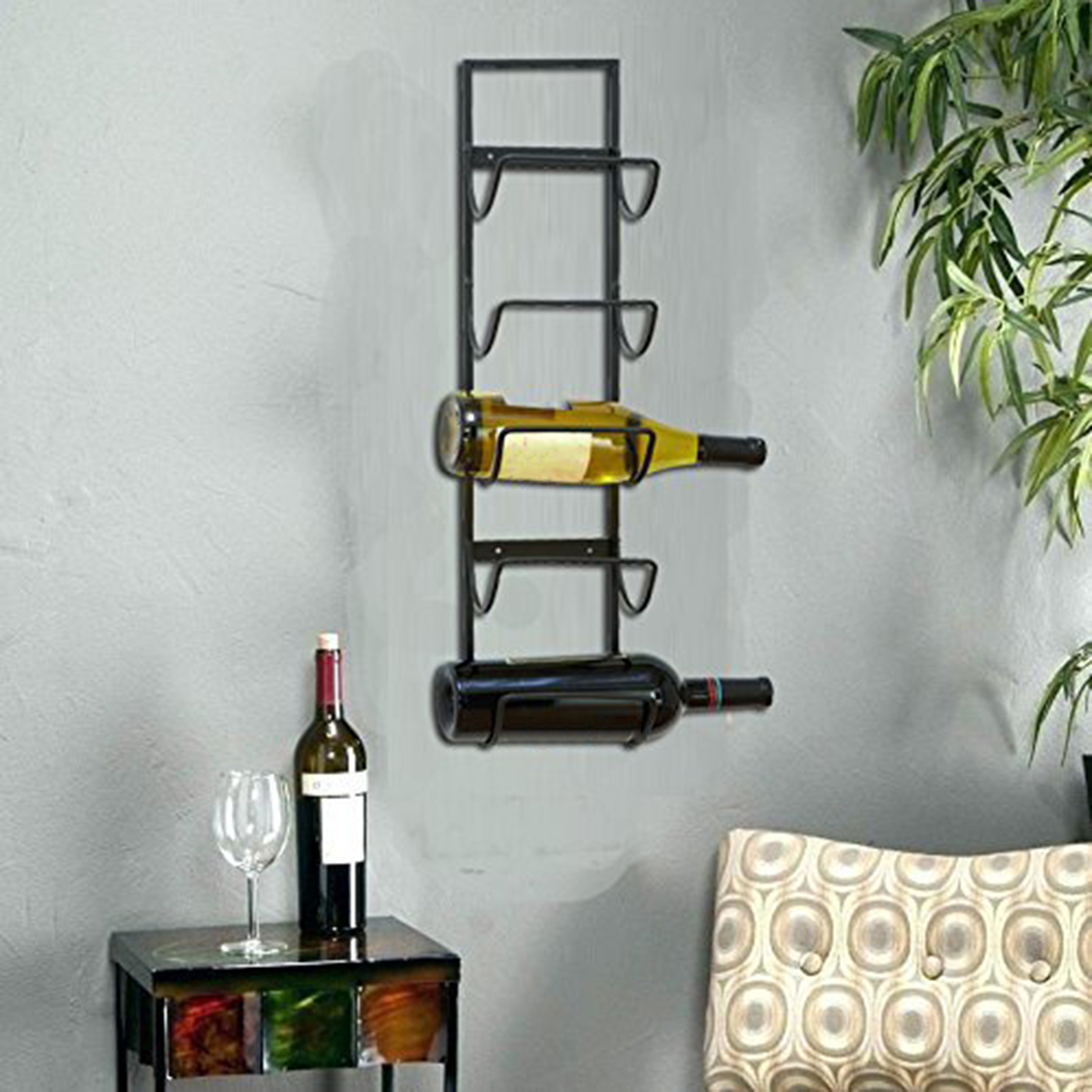 5 Bottle Metal Wall Mounted Wine Holder Wine Rack Towlel Storage Holder Shelf Bar Kitchen Rack Bottle Display Stand