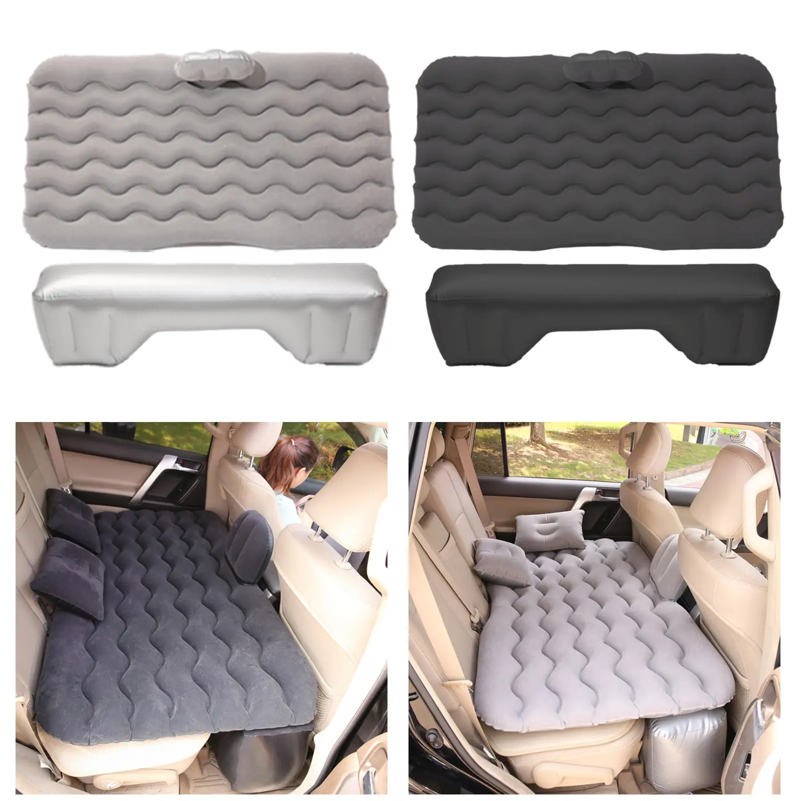 Back Seat Air Mattress Inflatable Sleeping Bed Rest Cushion with 2 Pillows Blow-Up Pad for Camping Travel SUV Hiking Backpacking